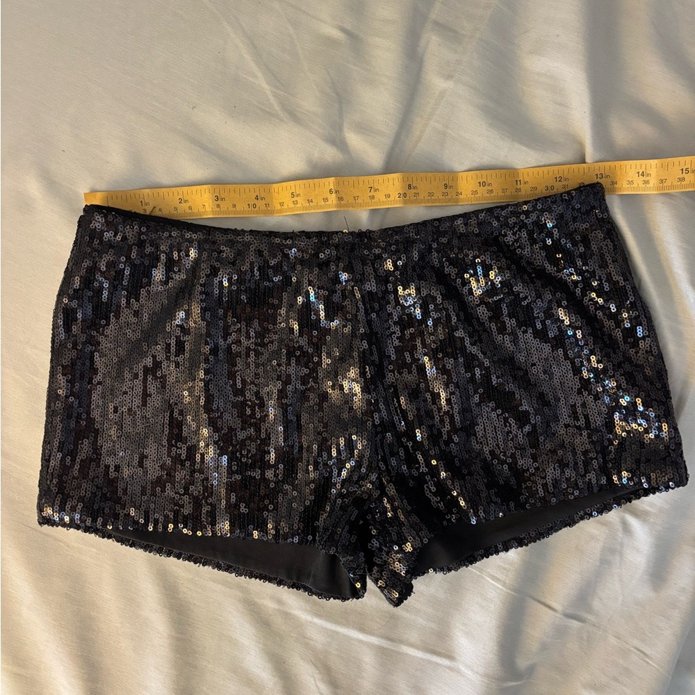 SOLD. Black Sequin Micro Shorts - Picture 4 of 4
